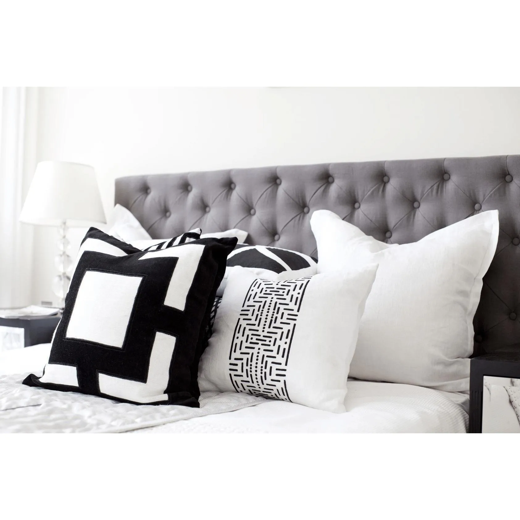 Panel Black And White Lounge Cushion 55 x 55 cm