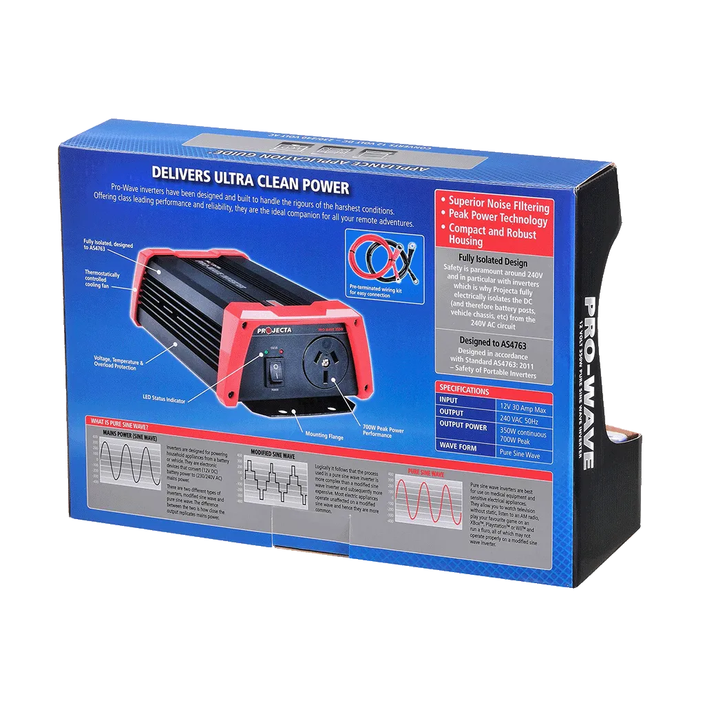 PROJECTA Pro-Wave 12V 350W Pure Sine Wave Inverter PW350