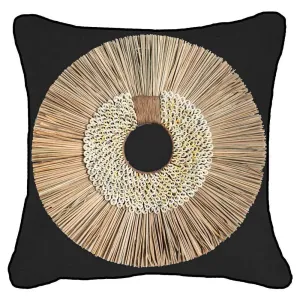 Shell Ring Coffee with Wood Sticks Black Lounge Cushion 55 x 55 cm