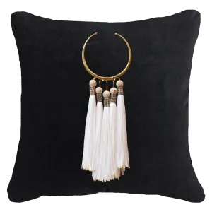 Tassel Amulet on Black Lounge Cushion 55 x 55 cm