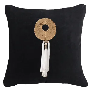 Tassel Disc Gold On Black 55 x 55 cm