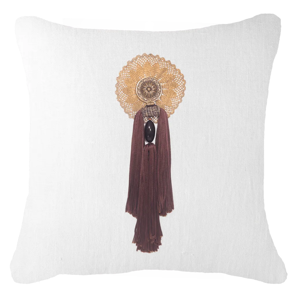 Tassel Italy Choc on White 55 x 55 cm