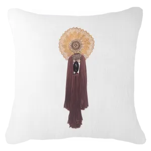Tassel Italy Choc on White 55 x 55 cm
