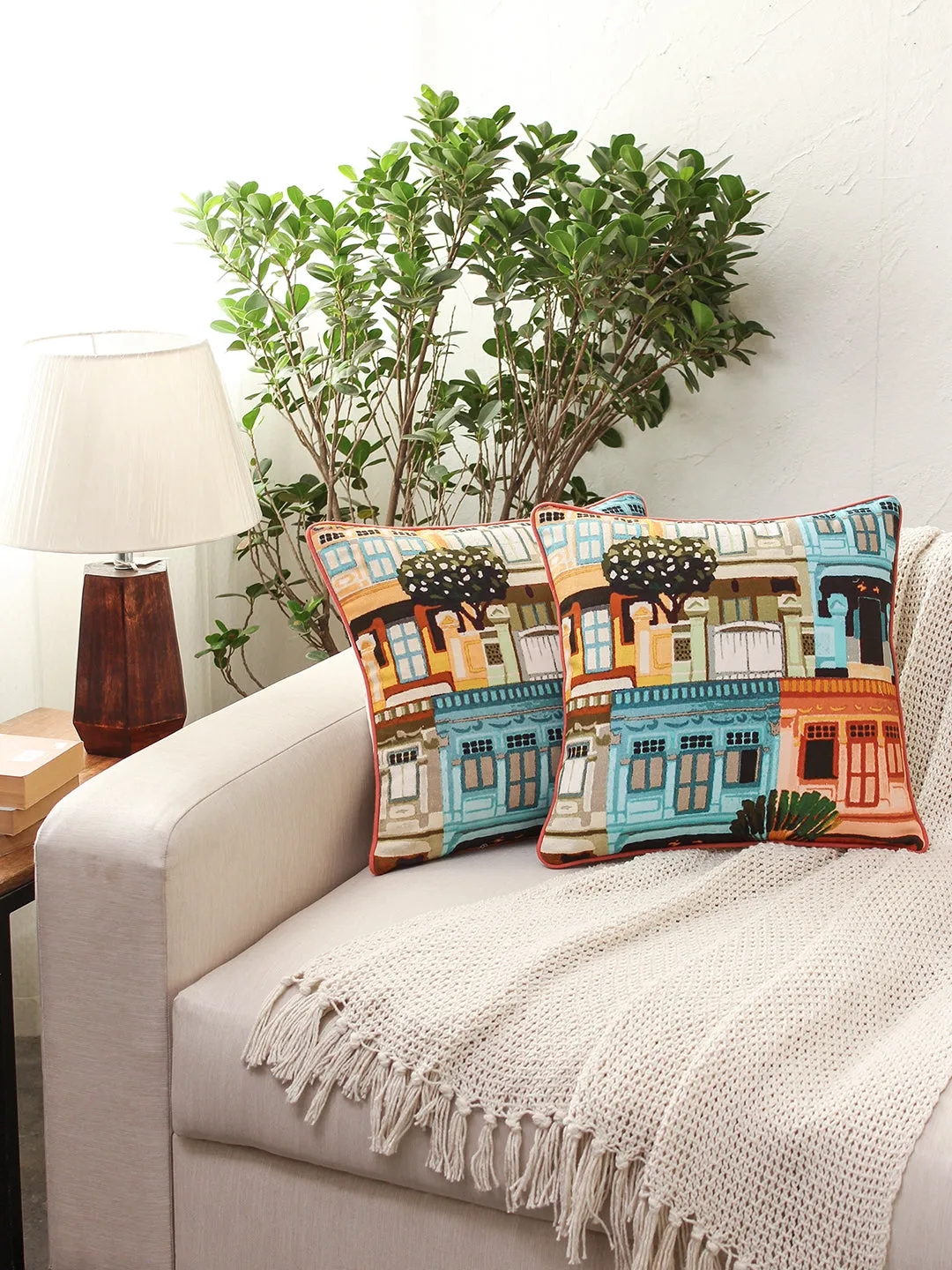 The Shophouses Cushion Cover (Multi) - Medium