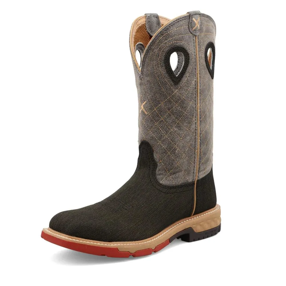 Twisted X 12" Men's Black and Grey Western Alloy Toe Work Boot MXBA002